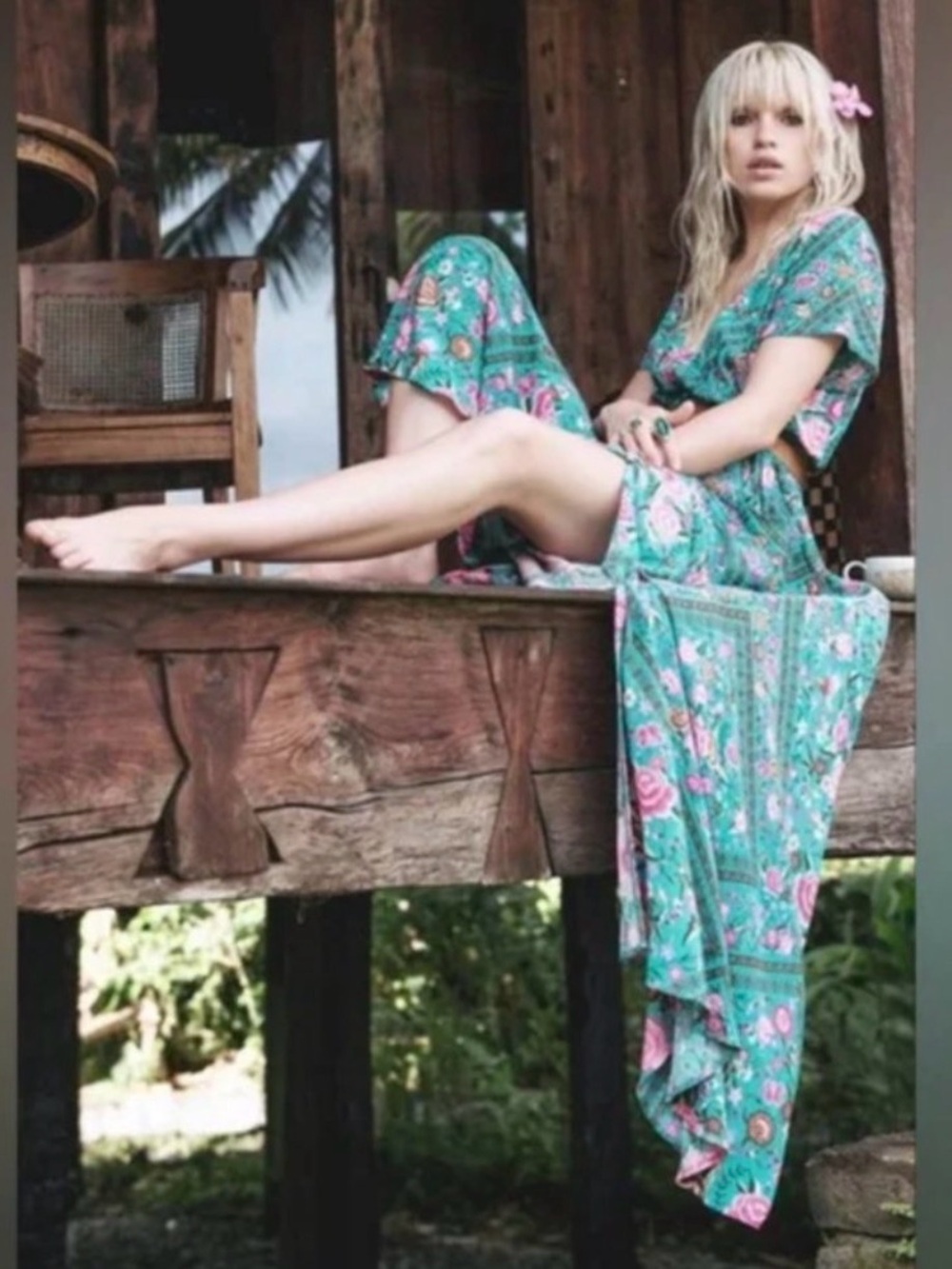 Spell Babushka Dress Turquoise Small